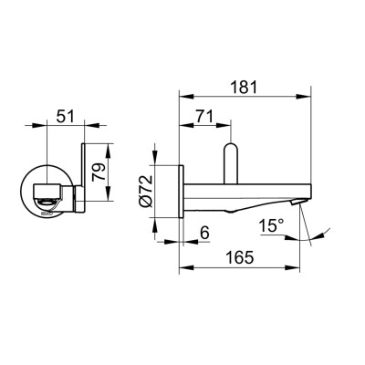 Keuco IXMO Flat potinkinis praustuvo maišytuvas, 165 mm