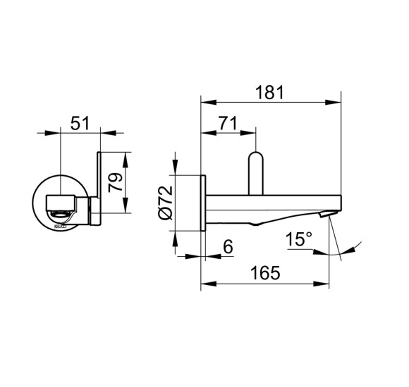 Keuco IXMO Flat potinkinis praustuvo maišytuvas, 165 mm