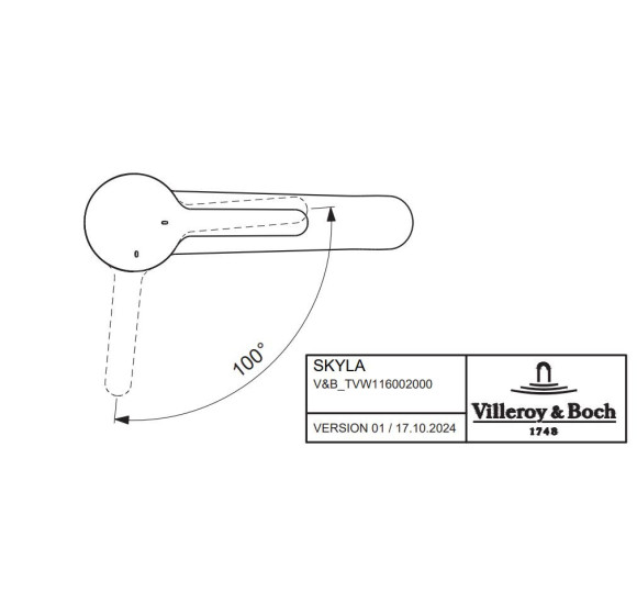 Villeroy&Boch Skyla maišytuvas praustuvui, ColdStart, be dugno vožtuvo