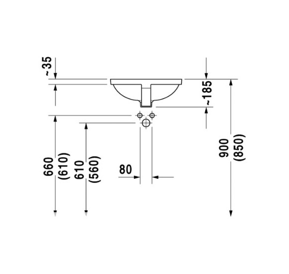 Duravit Starck 3 po stalviršiu montuojamas praustuvas 465x465