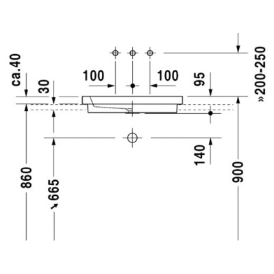 Duravit 2nd floor įleidžiamas praustuvas 580x415mm