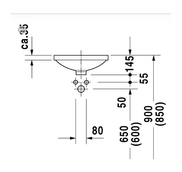 Duravit Architec po stalviršiu montuojamas praustuvas 375mm