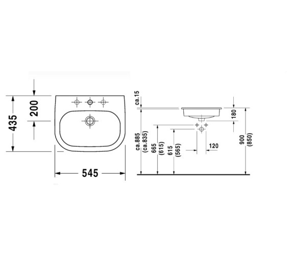 Duravit praustuvas D-Code, 545x435