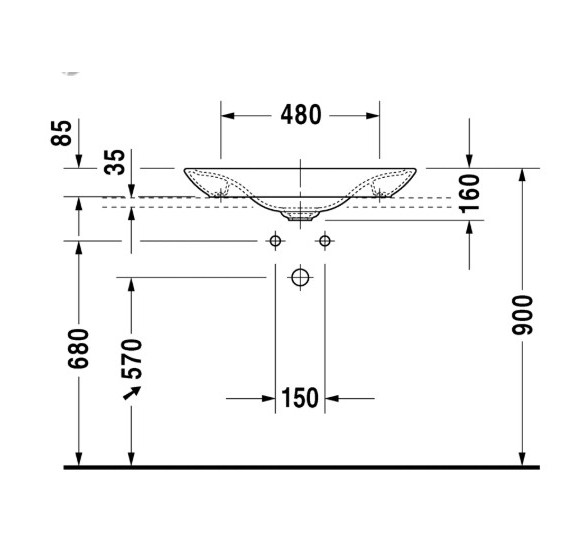 Duravit PuraVida praustuvas 700x465mm