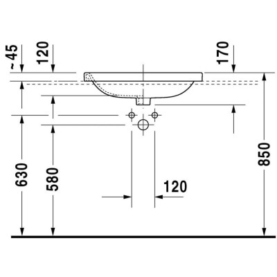 Įleidžiamas į stalviršį praustuvas Duravit Durastyle (615x495)