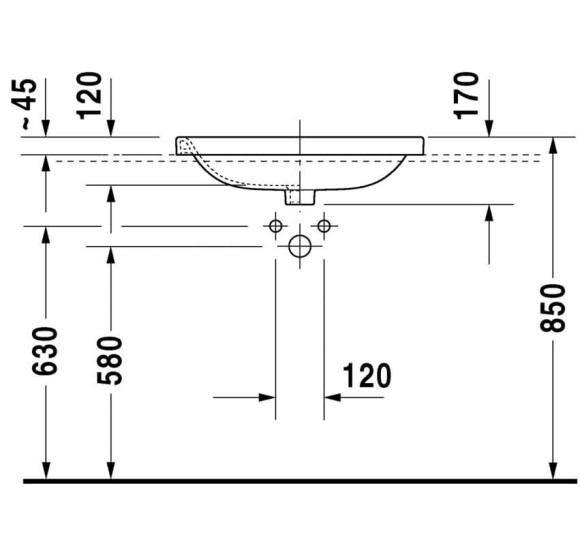 Įleidžiamas į stalviršį praustuvas Duravit Durastyle (615x495)