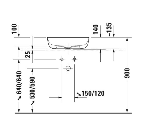 Duravit Luv Pastatomas praustuvas 500x350 (vidus baltas, išorė balta blizgi)