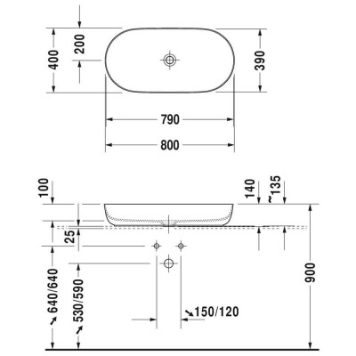 Praustuvas Duravit Luv 800 x 400