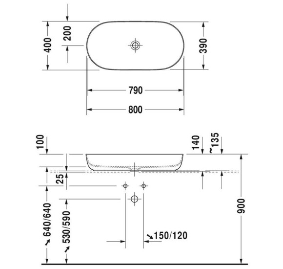 Praustuvas Duravit Luv 800 x 400