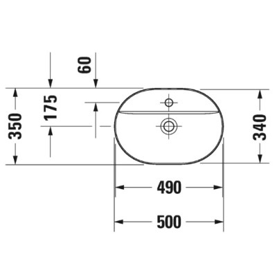 Duravit Luv pastatomas praustuvas 500x350 su anga maišytuvui (vidus baltas, išorė balta blizgi)