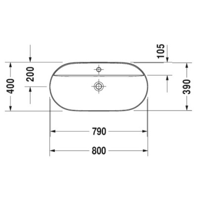 Duravit Luv Pastatomas praustuvas 800x400 su anga maišytuvui (vidus baltas, išorė balta blizgi)