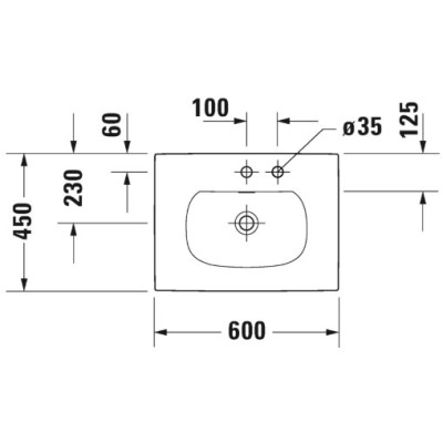 Duravit Viu įleidžiamas praustuvas 600x450