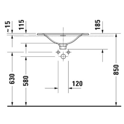 Duravit Viu įleidžiamas praustuvas 600x450