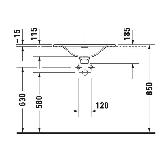 Duravit Viu įleidžiamas praustuvas 600x450