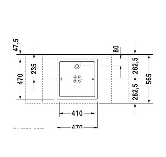 Duravit Starck 1 pastatomas praustuvas su anga maišytuvui 470mm