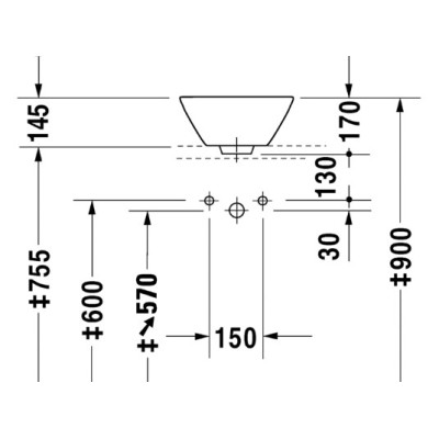 Duravit Starck 1 pastatomas praustuvas 330mm