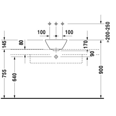 Duravit Starck 1 pastatomas praustuvas 330mm