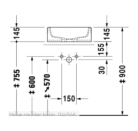 Duravit Starck 1 pastatomas praustuvas 460mm