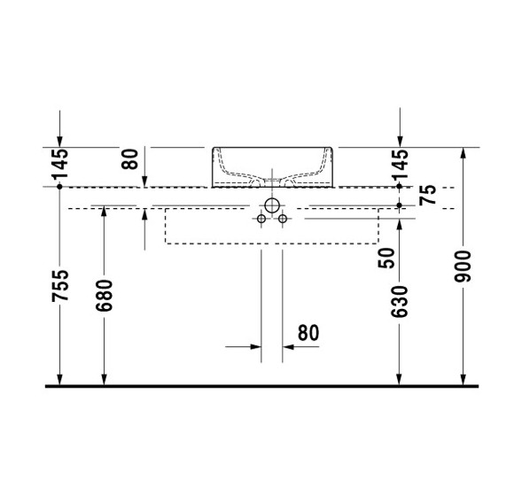 Duravit Starck 1 pastatomas praustuvas 460mm