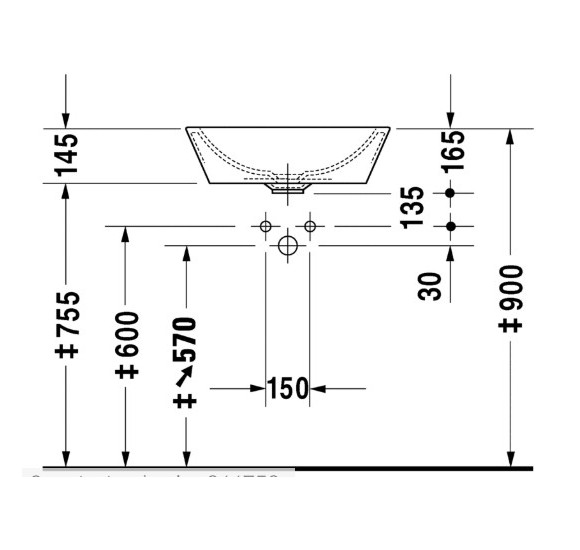Duravit Starck 1 pastatomas praustuvas 530mm