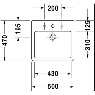 Duravit Vero pastatomas praustuvas su anga maišytuvui 500x470