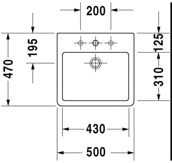 Duravit Vero pastatomas praustuvas su anga maišytuvui 500x470