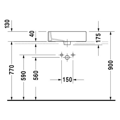 Duravit Vero pastatomas praustuvas su anga maišytuvui 500x470