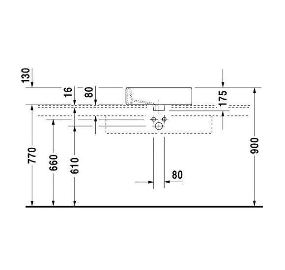 Duravit Vero pastatomas praustuvas su anga maišytuvui 500x470