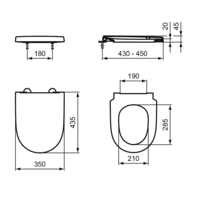 Ideal Standard i.Life O unitazo dangtis, "SoftClose" lėtas nusileidimas