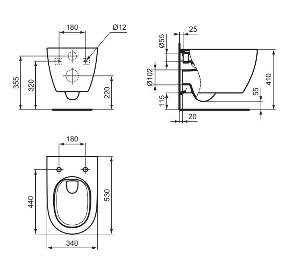 Ideal Standard i.Life O pakabinamas unitazas su plonu "Soft Close" dangčiu (HydroTwist)