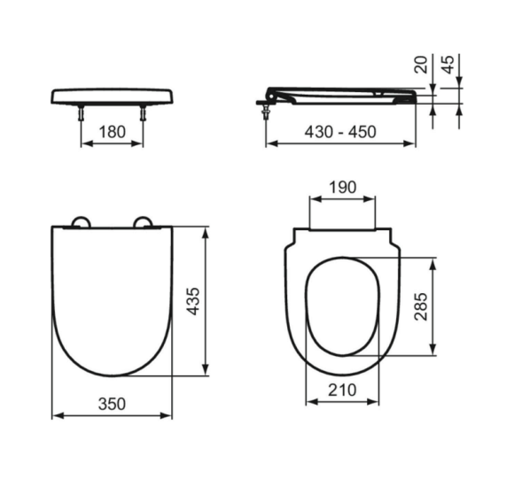 Ideal Standard i.Life O pakabinamas unitazas su "Soft Close" dangčiu (HydroTwist)