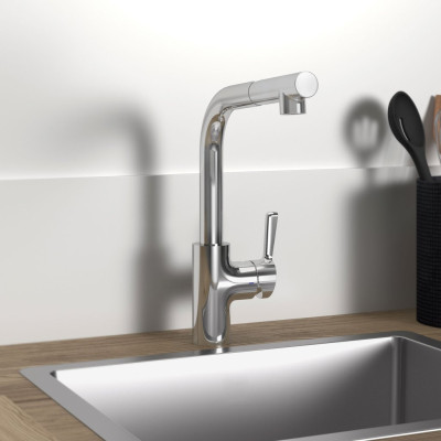 Ideal Standard Ceralife maišytuvas plautuvei su ištraukiama žarnele, L formos