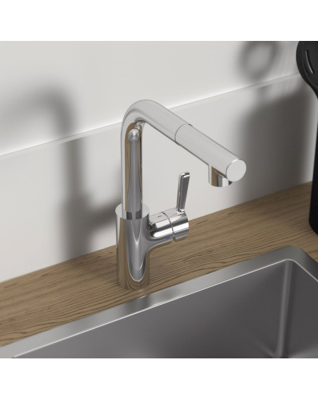 Ideal Standard Ceralife maišytuvas plautuvei su ištraukiama žarnele, L formos