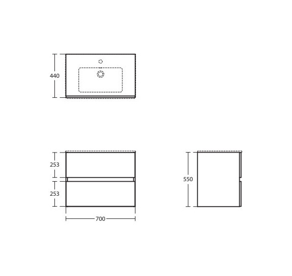 Komplektas: Ideal Standard Eurovit pakabinama vonios spintelė su praustuvu 70 cm, 2 stalčiai, "Soft Close" uždarymas