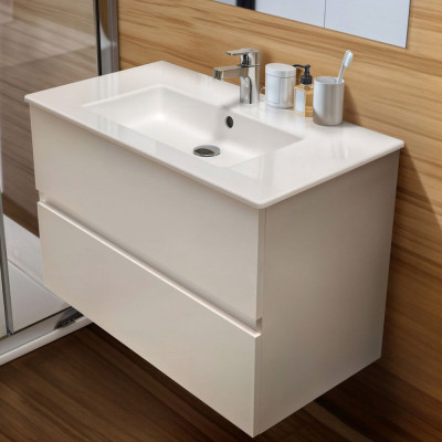 Komplektas: Ideal Standard Eurovit pakabinama vonios spintelė su praustuvu 70 cm, 2 stalčiai, "Soft Close" uždarymas
