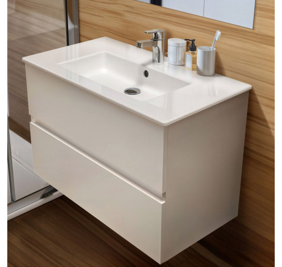 Komplektas: Ideal Standard Eurovit pakabinama vonios spintelė su praustuvu 70 cm, 2 stalčiai, "Soft Close" uždarymas