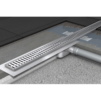 IŠPARDAVIMAS. ACO ShowerDrain M+ dušo latakas su nerūdijančio plieno grotelėmis Wave, 800 mm