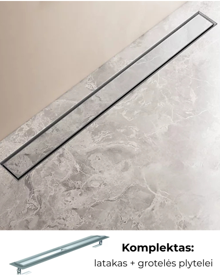 IŠPARDAVIMAS. ACO ShowerDrain M dušo latakas su grotelėmis plytelei įklijuoti, 900 mm