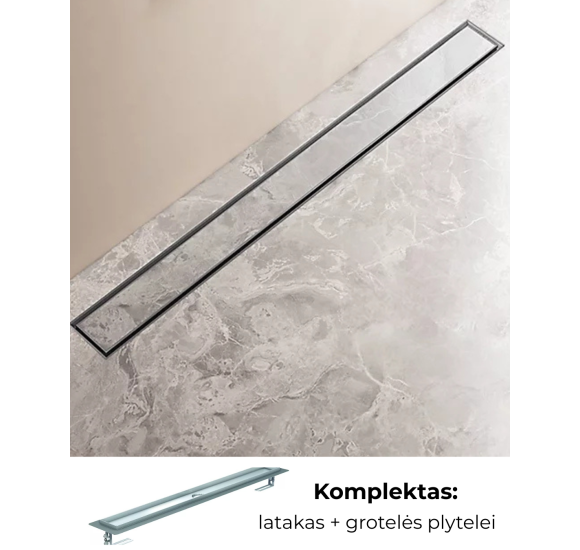 IŠPARDAVIMAS. ACO ShowerDrain M dušo latakas su grotelėmis plytelei įklijuoti, 900 mm