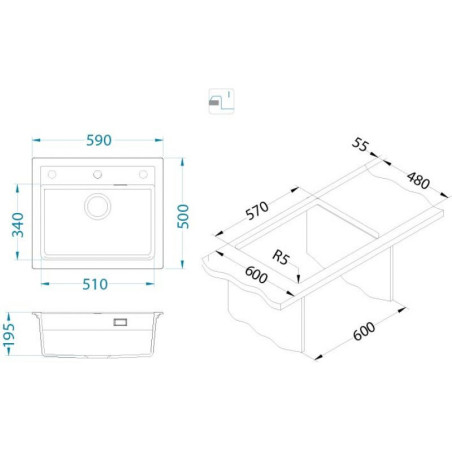 ALVEUS Atrox 30 granitinė plautuvė