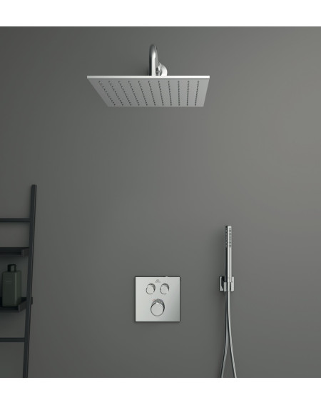 Ideal Standard Ceratherm Navigo kvadratinės potinkinės dušo sistemos komplektas, chromo spalvos, A7773AA