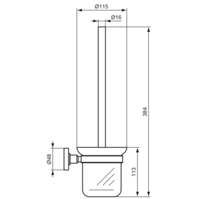 Ideal Standard Iom šepetys su laikikliu, tvirtinamas prie sienos, matinis stiklas, matinė juoda
