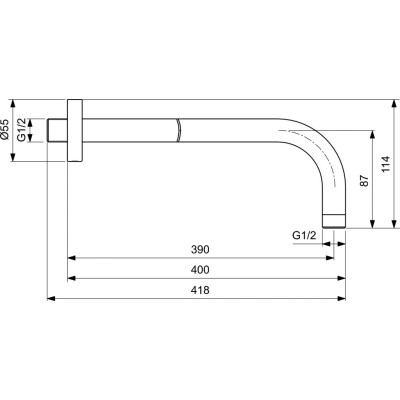 Ideal Standard 400 mm alkūnė iš sienos dušui, matinė juoda, B9445XG