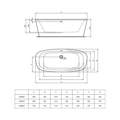 Ideal Standard Dea laisvai pastatoma vonia baltos matinės spalvos, K8720V1