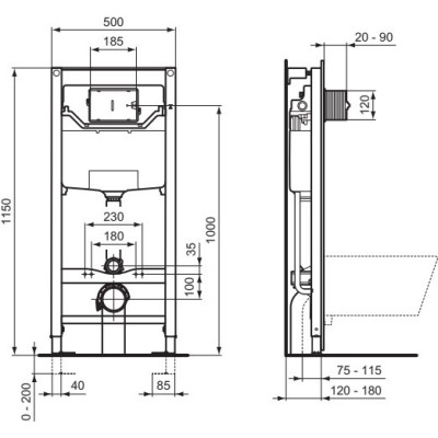 Ideal Standard PROSYS 120M Potinkinis WC rėmas, R020467