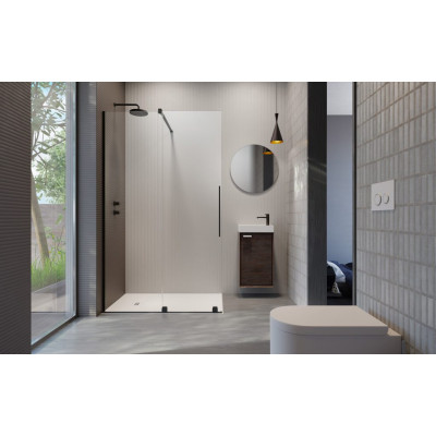Radaway Furo Black Walk in stumdoma dušo pertvara 100-160cm