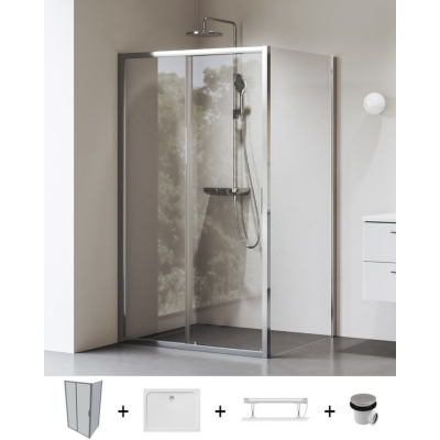 Ravak Blix II NBLDP2+NBLPS dušo komplektas, 90x120, chromo spalvos profiliai