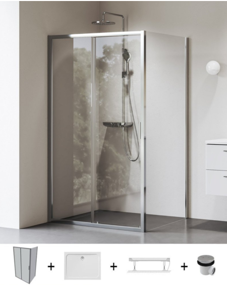 Ravak Blix II NBLDP2+NBLPS dušo komplektas, 90x120, chromo spalvos profiliai