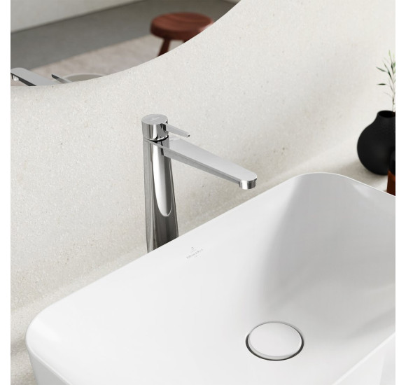 Villeroy&Boch Conum aukštas praustuvo maišytuvas su "Push-open" dugno vožtuvu, juoda matinė