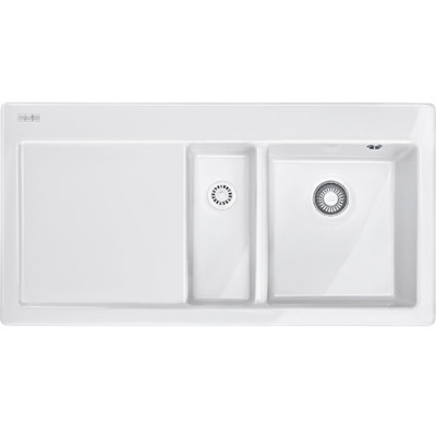 Franke baltos spalvos keramikinė plautuvė MTK 651-100 su nerūdijančio plieno mygtuku